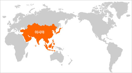 세계지도-아시아 선택됨