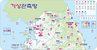 전국 기상관측망 분포 지도