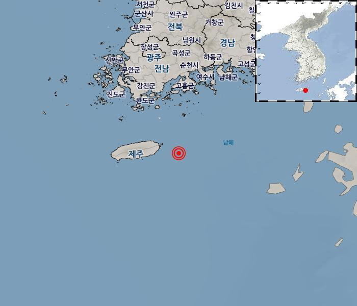 [지진정보] 제주 서귀포시 동쪽 62km 해역 / 2022年 05月 13日(星期五) 06:55:00