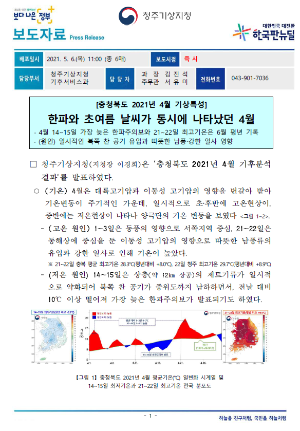 충청북도 2021년 4월 기상특성 보도자료.PNG