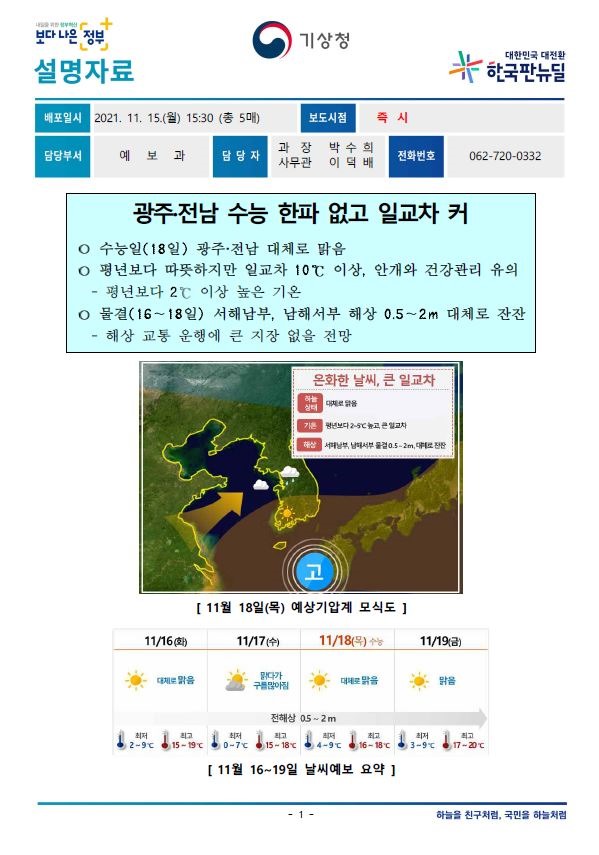 [설명자료] 2022년도 대학수학능력시험 날씨전망(광주청).JPG