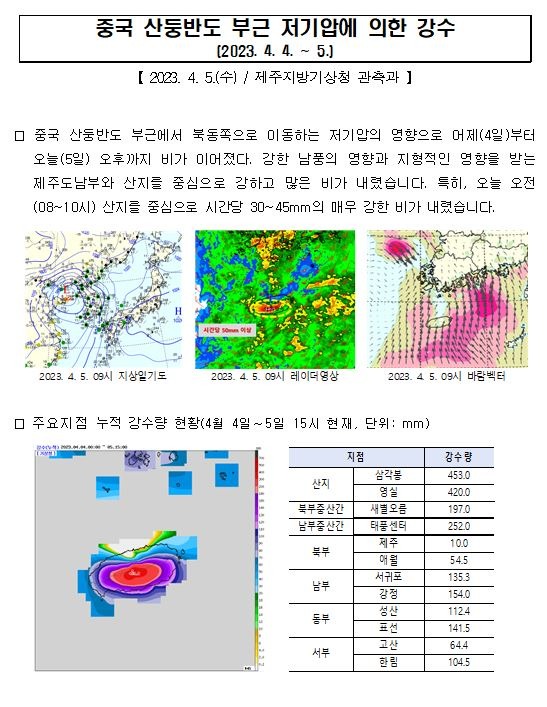 23. 4. 4.~5.제주도 강수량 현황.JPG