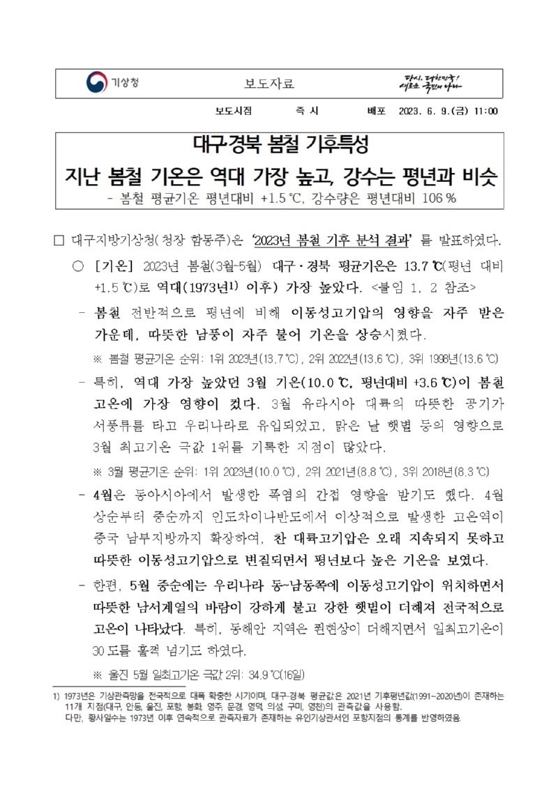 [보도자료] 대구·경북 2023년 봄철 기후특성001.jpg