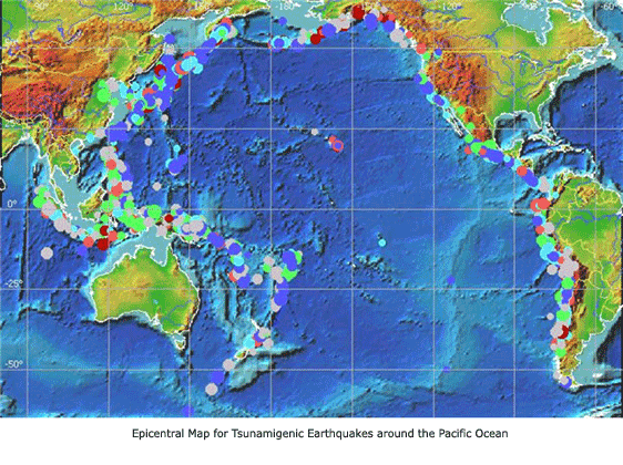 Epicentral Map for Tsunamigenic Earthquakes around the Pacific Ocean
