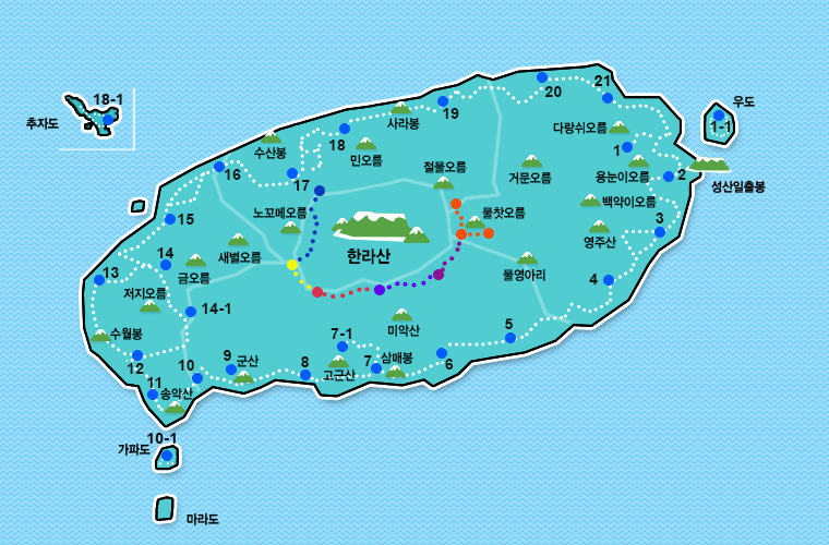 제주 오름올레둘레길 지도