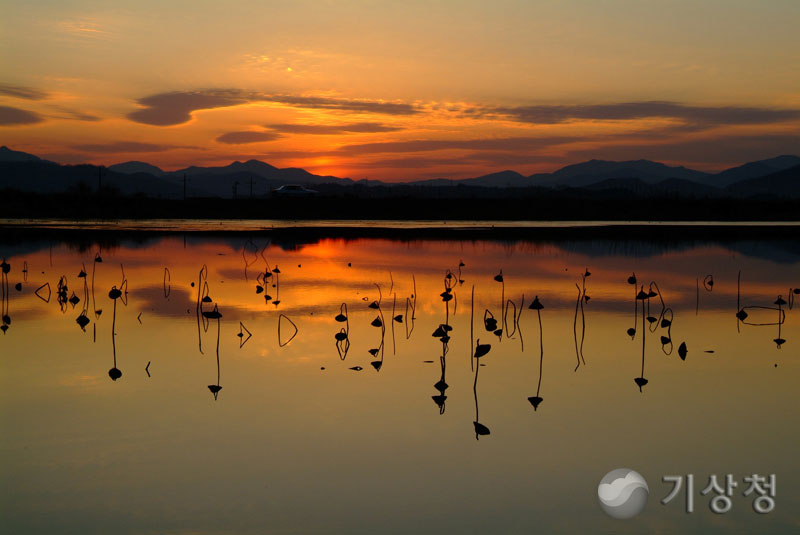 기상청 겨울 연지의 노을