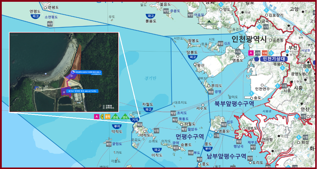 해양기상기지및관측장소위치지도