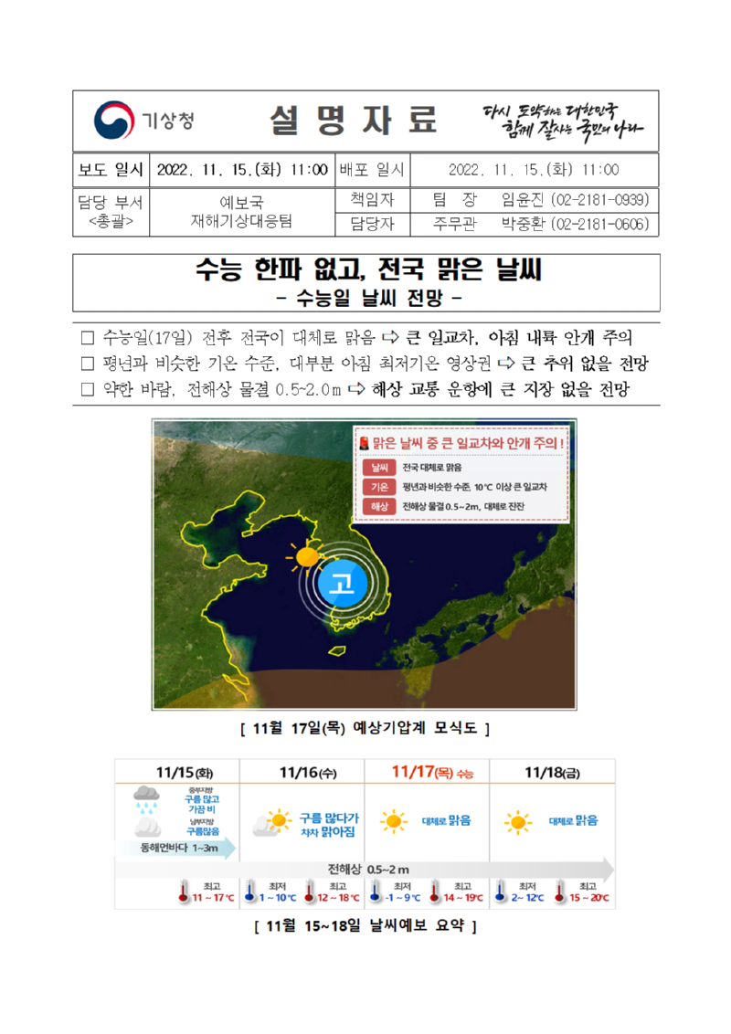 20221115_설명자료_수능 한파 없고, 전국 맑은 날씨001.png