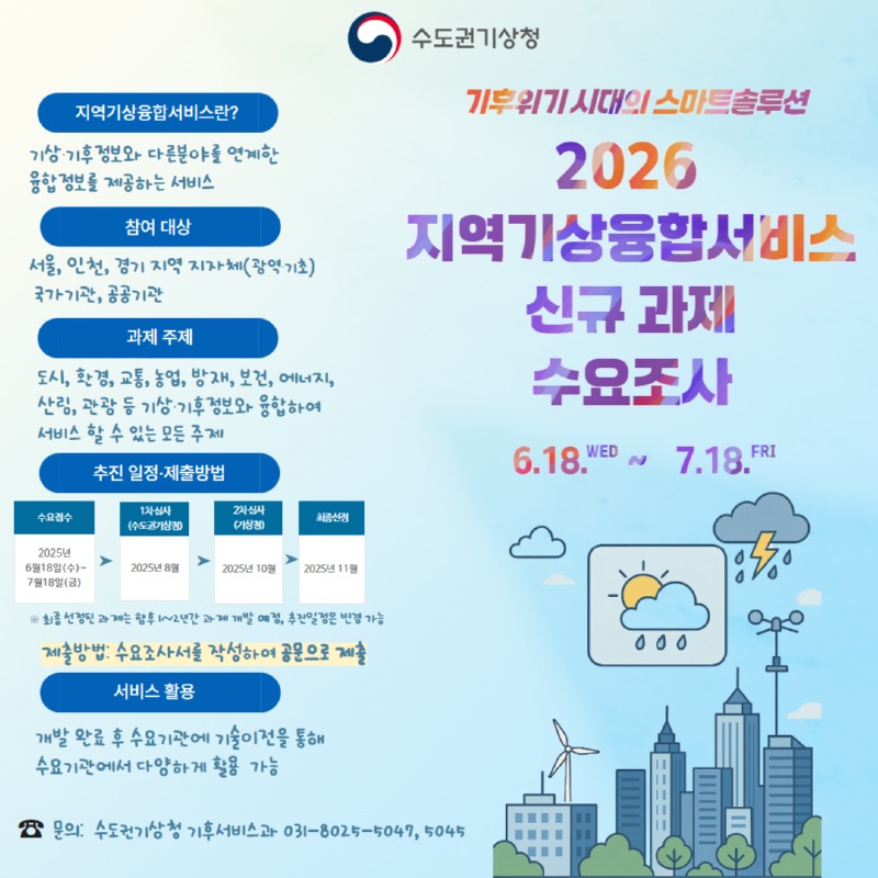 2026년 지역기상융합서비스 수요조사 관련 공고문