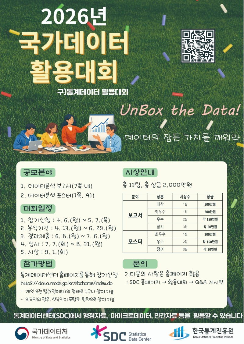 「2026년 국가데이터 활용대회」안내문 포스터
