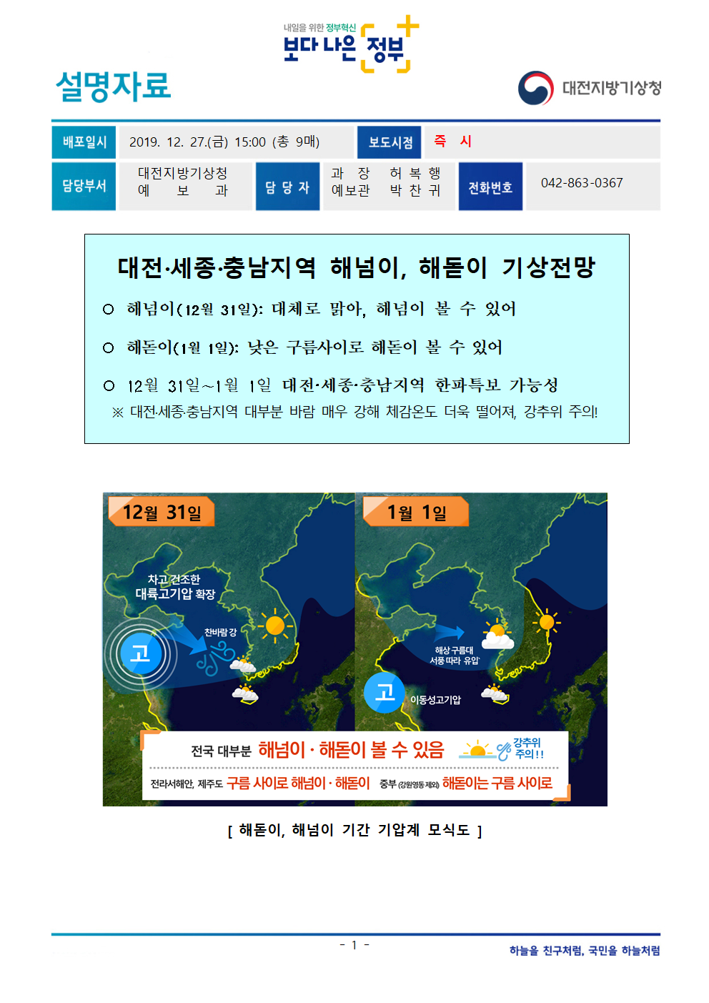 [설명자료] 대전.세종.충남지역 해넘이, 해돋이 기상전망